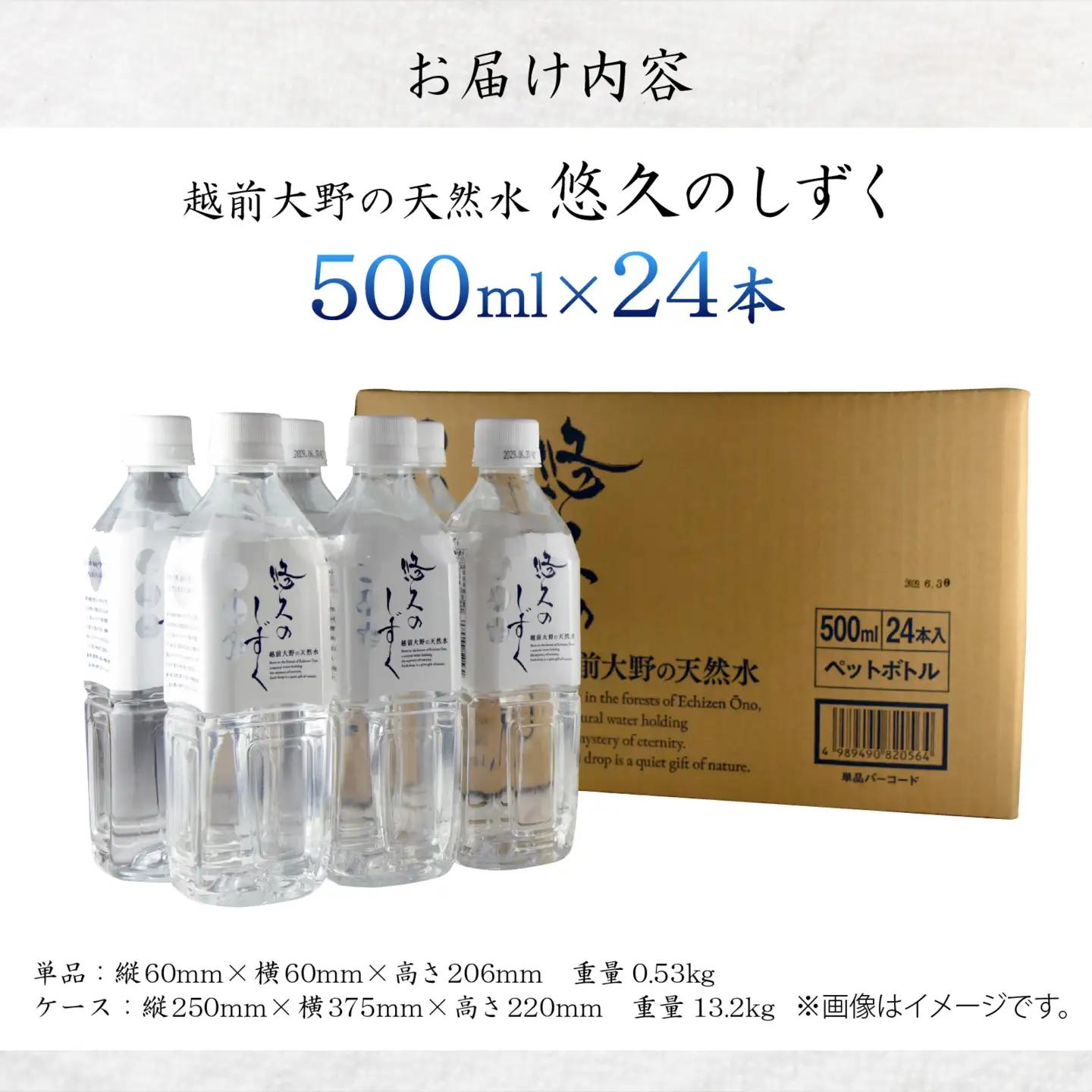 【１回分配送】越前大野の天然水　悠久のしずく PET500ml × 24本