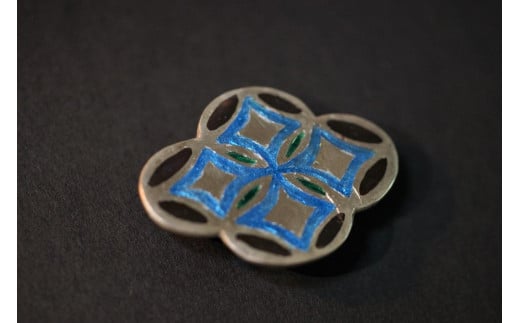 【加賀象嵌】帯留＆ペンダントトップ「七宝繋」  石川 金沢 加賀百万石 加賀 百万石 北陸 北陸復興 北陸支援
