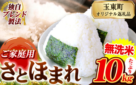 熊本県産 さとほまれ 無洗米 ご家庭用 10kg 《7-14日以内に出荷予定(土日祝除く)予定》熊本県 玉名郡 玉東町 米 こめ コメ ブレンド米 送料無料