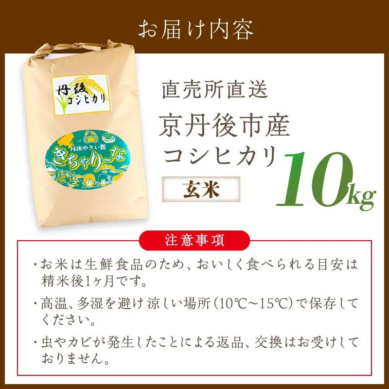 直売所直送「令和7年産　京丹後市産　コシヒカリ」　玄米10kg ふるさと納税 米 玄米 特A 検査1等米 国産 こめ ごはん 京都産 コシヒカリ 農家応援 生産者応援 送料無料