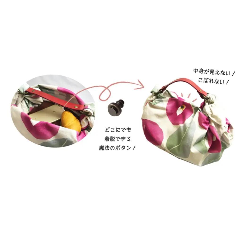 ウオーク社 ふろしきハンド夢二セット（椿/アズキ）（ハンドル色：コゲチャ）風呂敷 ふろしきバッグ バッグ ハンドル 持ち手 取っ手 竹久夢二 つばき ツバキ おしゃれ 可愛い かわいい ギフト プレゼ