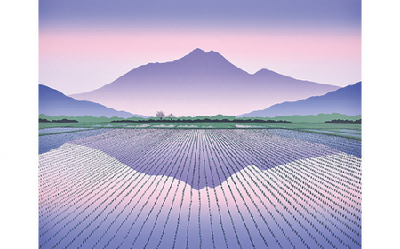 「紫峰(由布岳)」 【 版画 額付 小川手漉和紙 小暮真望 東松山 埼玉県 】