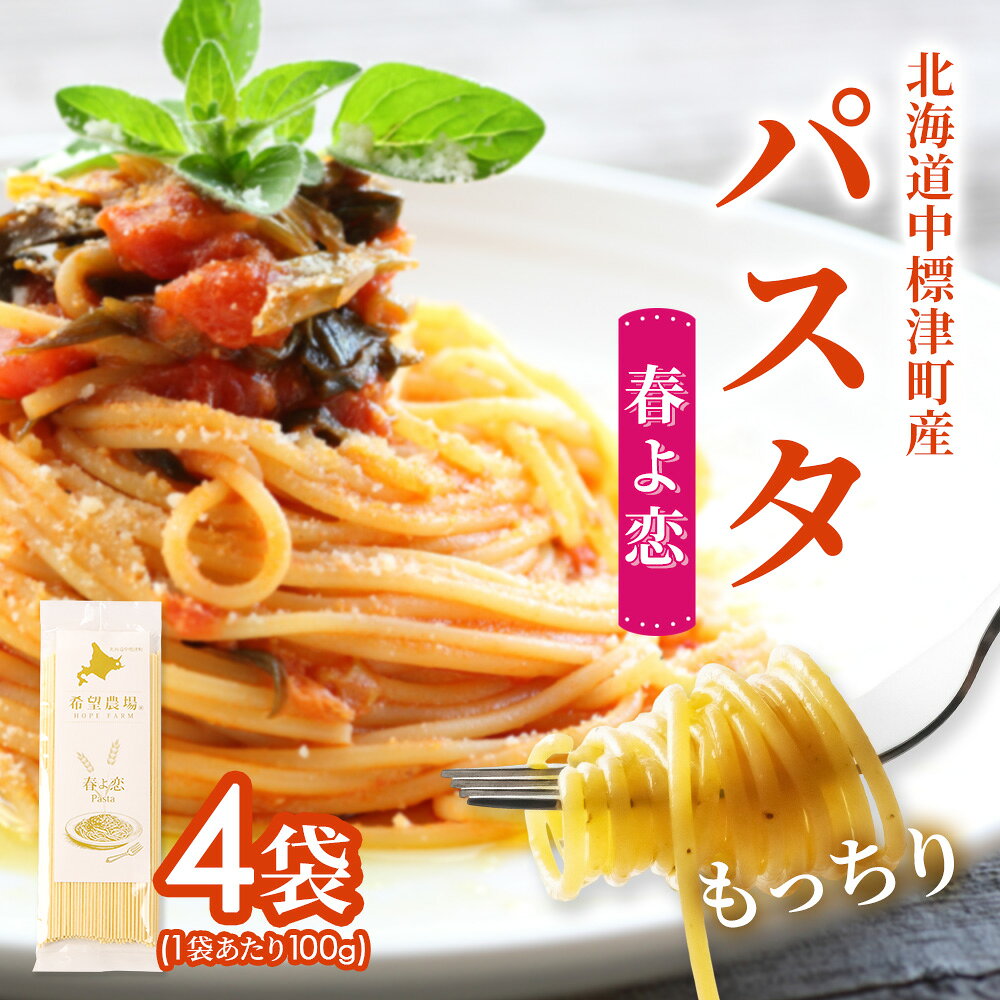 【ふるさと納税】北海道中標津町産「春よ恋」パスタ×4袋 | 春よ恋使用 北海道小麦のもちもちパスタ 国産小麦 本格パスタ 春よ恋パスタ 小麦の香り 小麦の旨み 小麦の甘み 堪能 北海道産 小麦 パスタ 常温保存 ランチ 麺類 お取り寄せ 北海道 中標津町 中標津【82001】