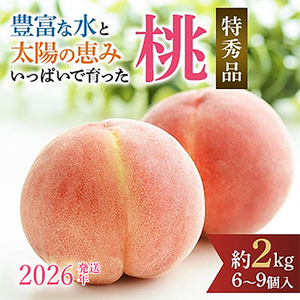 先行受付!　桃　(特秀品)　約2kg　6～9個入【2026年6月下旬より順次発送】【配送不可地域：離島】【1525337】