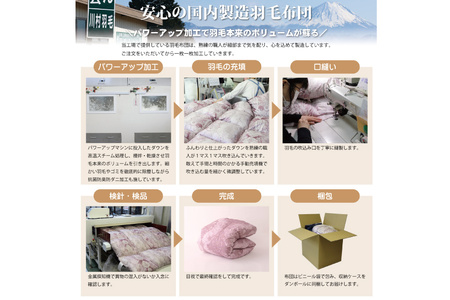 【春秋用】 高級 軽量 羽毛布団 シングル 合掛け 中厚  ( アリーチェ 青 柄 )｜