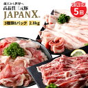 【ふるさと納税】【定期便：全5回】 JAPANX 3種 スライス セット バラ 肩ロース 小間 計2.8kg オンライン 申請 ふるさと納税 宮城 白石 豚肉 豚 ブランド豚 新鮮 甘い 柔らかい 肉 JAL機内食 採用 賞受賞 定期便 5ヶ月 白石市【04171】