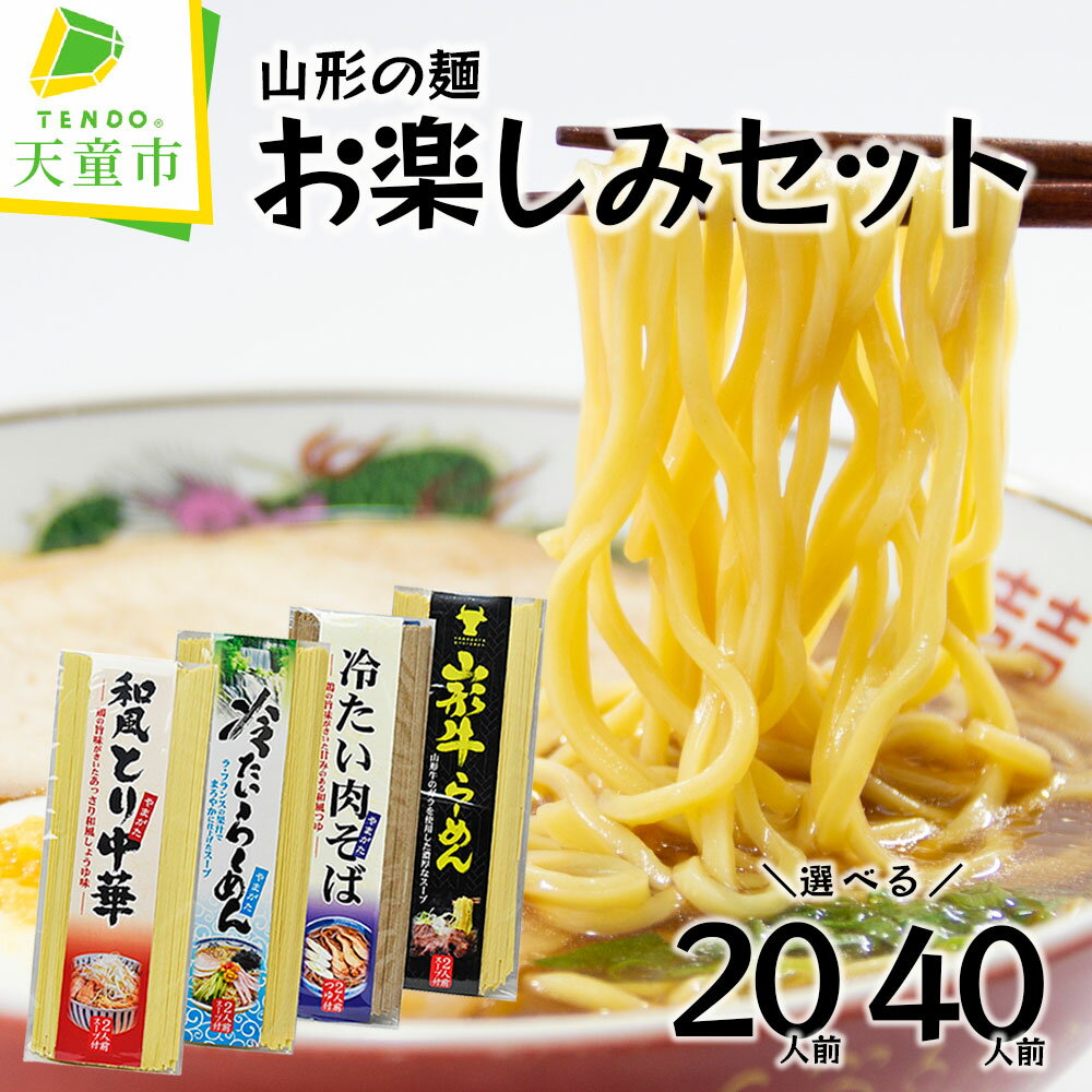 【ふるさと納税】 山形の麺お楽しみセット 選べる 20人前 / 40人前 乾麺 鳥中華 山形牛ラーメン 冷たい ラーメン 肉そば スープ付き ご当地グルメ おすそ分け ご家庭用 のし 贈答 ギフト お中元 送料無料 山形eLab 【 山形県 天童市 】