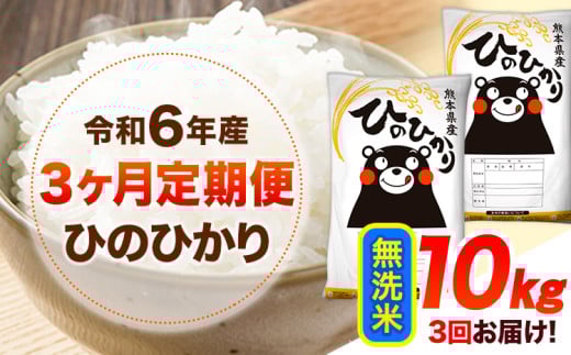 令和6年産 【3ヶ月定期便】 無洗米 ひのひかり 10kg 《お申し込み月の翌月から出荷開始》 熊本県産 無洗米  精米 ひの 送料無料 熊本県 山江村 SDGs 米 コメ こめ 国産