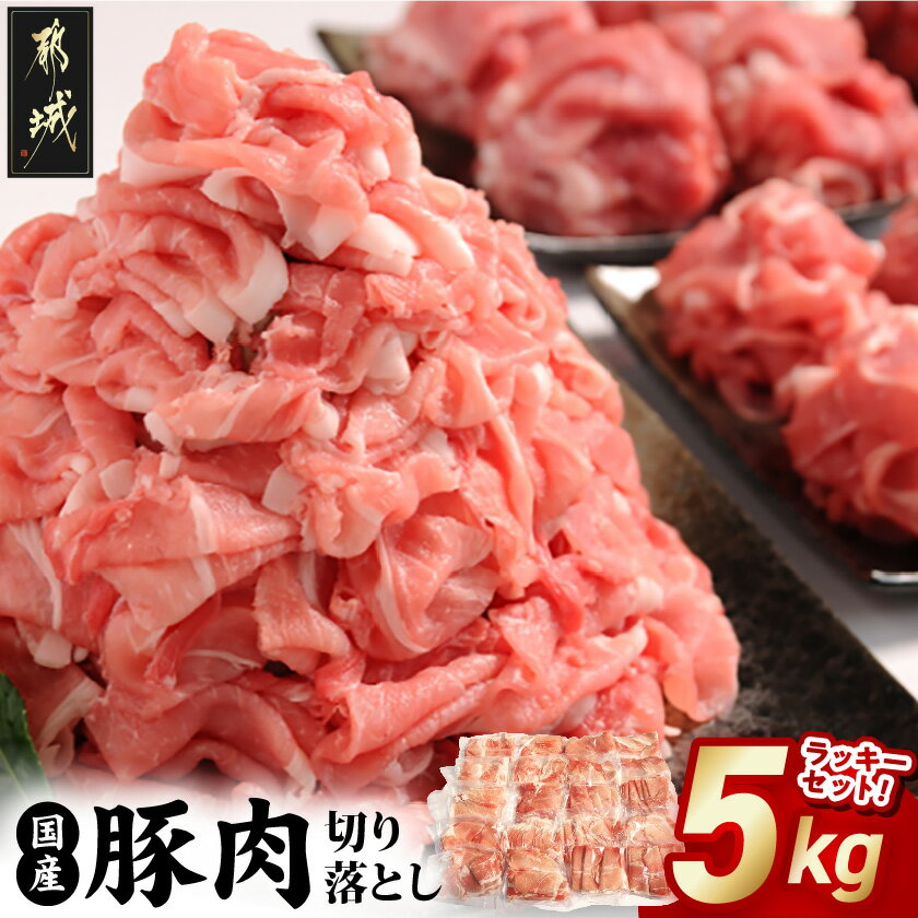 【ふるさと納税】国産豚肉切り落とし5kgラッキーセット - 国産豚 切り落とし 250g×20袋 5kg 豚肉 小分け パック 大容量 使い勝手抜群 お弁当 サラダ しゃぶしゃぶ 料理 アレンジ 送料無料 19-3601【宮崎県都城市は2年連続ふるさと納税日本一！】