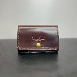 YIHALS ハンドメイド 牛革 名刺入れ ブラック《靴屋が手掛ける革製品》 [0654]