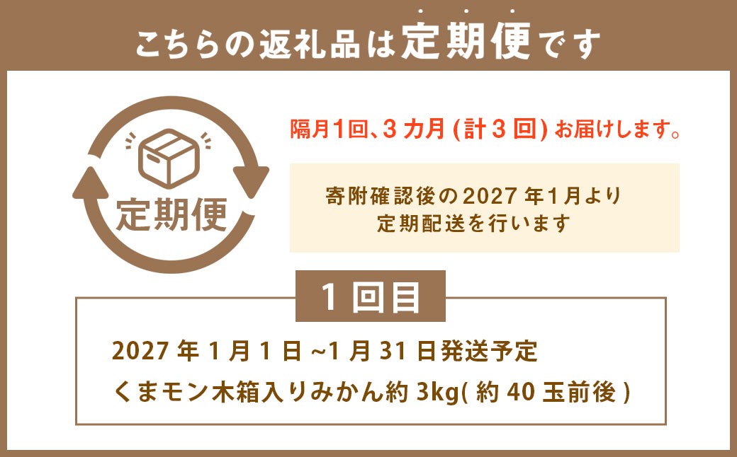 ～有明の潮風と太陽で育った～【年3回定期便】くまモン木箱入り！後藤農園の柑橘定期便 みかん