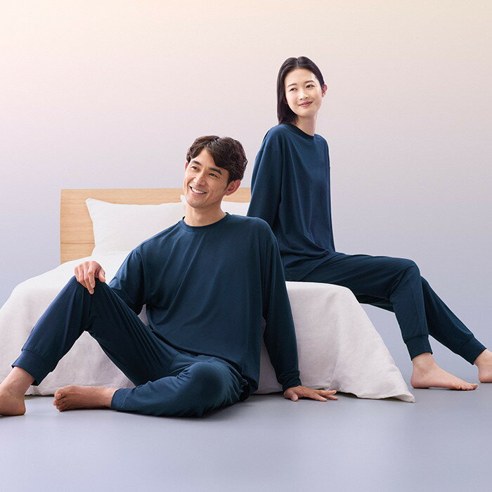 【ふるさと納税】★選べる★【男女兼用 ブルー】ReD スリープ プルオーバー長袖／ジョガーパンツ