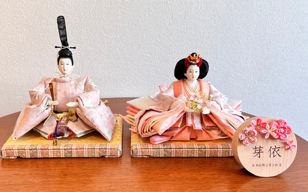 雛人形 木製 お誕生日入り名前札 【松寿オリジナル名前札（丸型大）ピンクタイプ】