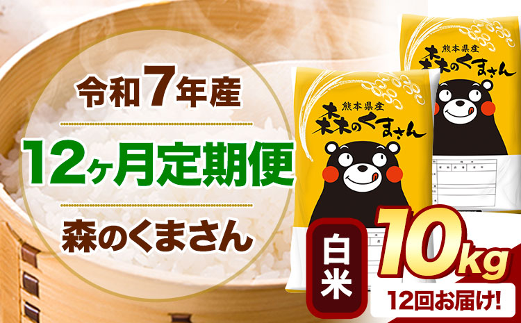 【12ヶ月定期便】 令和7年産 白米 森のくまさん 10kg 5kg×2袋 《お申込み翌月から出荷》 熊本県産 白米 精米 米 こめ コメ お米 kome---mifune_lcl_1255_mo12_---