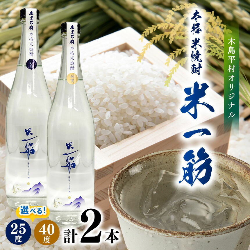 【ふるさと納税】木島平村オリジナル米焼酎「米一筋」2本セット | 米一筋 飲料 米焼酎 焼酎 名水 長野県 木島平村 信州