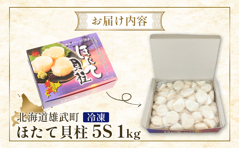 北海道雄武町産ほたて貝柱5S 1kg（冷凍）【21006AA0101】