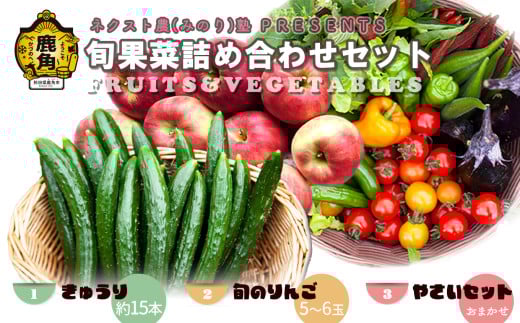 令和7年産 ネクスト農（みのり）塾 PRESENTS 旬果菜詰め合わせセット「きゅうり／旬のりんご／旬の野菜」【優作ファーム】●2025年9月中旬発送開始 野菜 旬 果物 くだもの フルーツ 食べ比べ セット 詰め合わせ 贅沢 特産 国産 鹿角産 秋田県 秋田 あきた 鹿角市 鹿角 かづの ギフト プレゼント