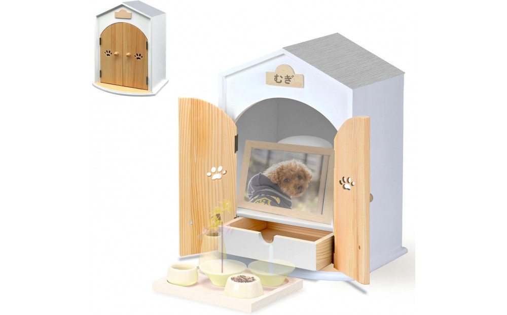 ペット用仏壇 AngelHouse天使のおうち型仏壇　パールグレー