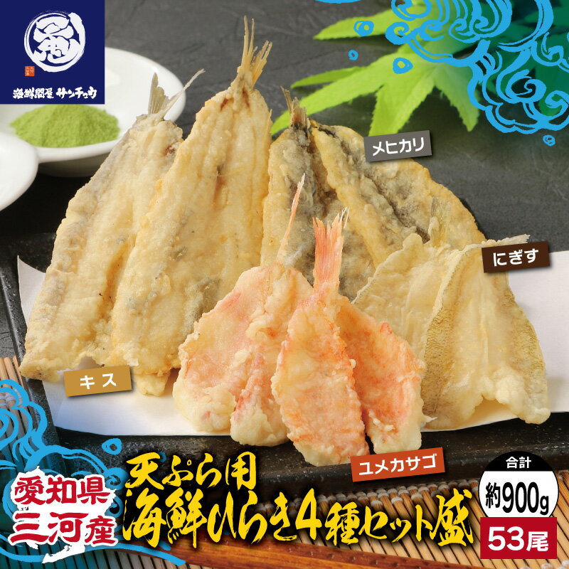 【ふるさと納税】G0651 【愛知県三河産】天ぷら用海鮮ひらき4種(53尾)セット盛り