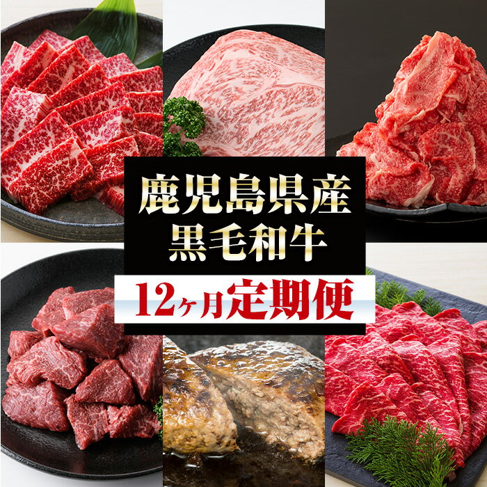 【ふるさと納税】＜定期便・全12回＞黒毛和牛づくし12ヶ月定期便！黒毛和牛 牛肉 サーロインステーキ ロース ヒレ 赤身 サイコロ 切り落とし ハンバーグ もつ鍋 すき焼き 丸腸 ホルモン 煮込み 1年間 コンシェルジュ 【バクロ】