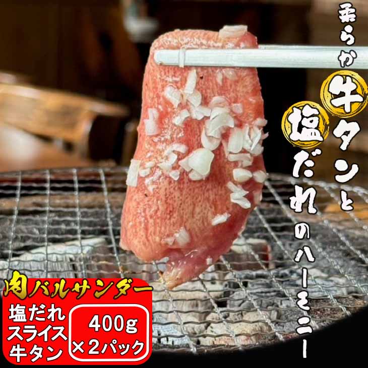 【ふるさと納税】塩だれ スライス 牛タン 800g（400g×2パック） 肉バルサンダー 花巻