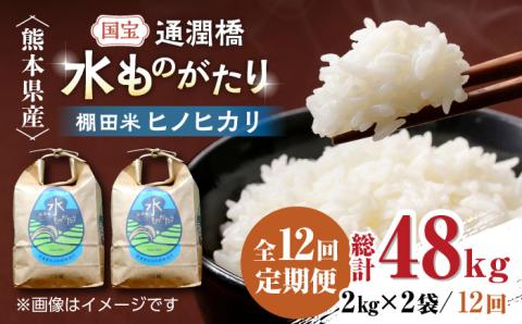 【全12回定期便】令和6年産  通潤橋 水ものがたり 棚田米 4kg (2kg×2袋) お米 白糸台地 熊本産 特別栽培米 定期便 【一般社団法人 山都町観光協会】[YAB017]