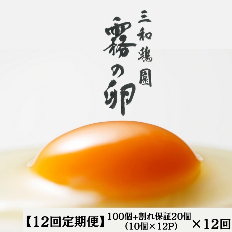 【12回定期便】新鮮 卵 120個（100個+卵割れ保証20個）(10個×12パック)京都丹波『霧の卵』三和鶏園 ≪たまご タマゴ 玉子 生卵 鶏卵 小分け 贈答 ギフト ふるさと納税 卵 直送 冷蔵 朝食 料理 人気≫ ※北海道・沖縄・離島への配送不可