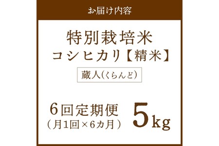 【定期便6回】令和7年産 特別栽培米コシヒカリ 蔵人（くらんど） 精米5kg