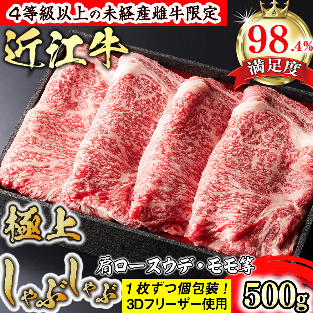 【ふるさと納税】【森三商会】4等級以上の未経産雌牛限定　近江牛極上しゃぶしゃぶ500g（肩ロース・ウデ・モモ等） 御中元 お中元
