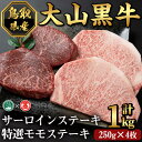 【ふるさと納税】大山黒牛ステーキセット(サーロインステーキ500g・特選モモステーキ500g)鳥取県 大山 境港市 牛肉 牛 ステーキ おかず 冷凍 コンシェルジュ 【T-AC14】【大山ブランド会】