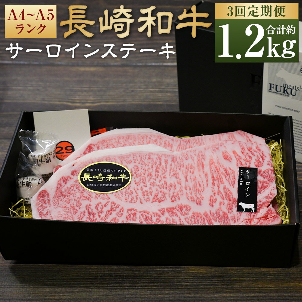 【ふるさと納税】【全3回定期便】【A4～A5ランク!キングオブステーキ!】長崎和牛サーロインステーキ 計400g（約200g×2枚） 和牛 牛肉 お肉 サーロイン 赤身 霜降り 冷凍 長崎県産 国産 九州 長崎県 長崎市 送料無料
