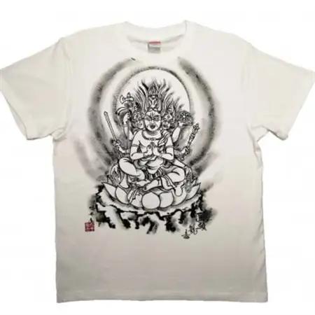 手描きTシャツ 仏画 馬頭観音 白 (半袖 Sサイズ)【1615690】