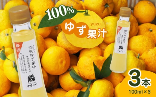 丸しぼり 100%ゆず果汁 3本セット | 加工品 調味料 ゆず 柚子 ユズ 果汁 長野県 信州 天龍村 サラダ 焼肉 寿司飯 サワー