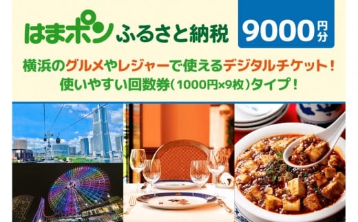 はまポンふるさと納税チケット9000円分（1000円×9枚）