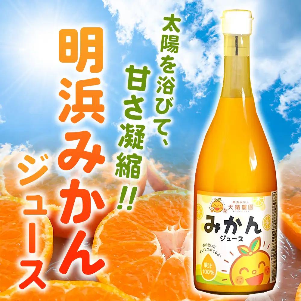＜愛媛県明浜産 天晴みかんジュース 720ml×4本セット＞ 蜜柑 みかん ミカン 果物 オレンジ 果汁 ジューシー フルーツ 温州みかん 飲料 ジュース 飲み物 セット 濃厚 株式会社笑丸 特産品 