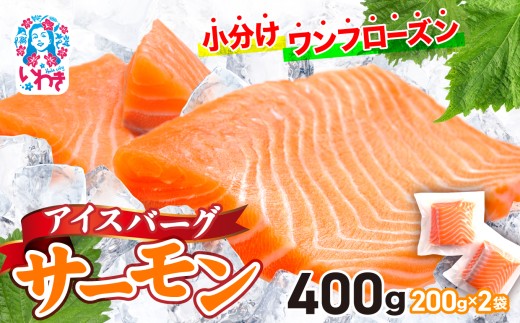 アイスバーグサーモン（アトランティックサーモン）　約400g（約200g×2袋） ｜ 刺身 フィレ 個包装 冷凍 さけ サケ 生食サーモン 鮭 魚 海鮮 手巻き寿司 海鮮丼 人気 おすすめ ノルウェー産 ｜