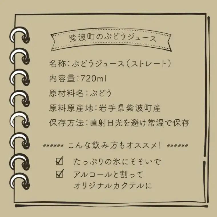 紫波町のぶどうジュース 2本セット 6か月熟成 濃厚100％ストレート 【 無添加 無加糖 】（AL062-1）