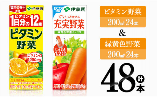 ビタミン野菜24本+緑黄色野菜24本（紙パック） 【 伊藤園 飲料類 野菜 緑黄色野菜 ビタミン野菜 ジュース セット 詰め合わせ 飲みもの 】