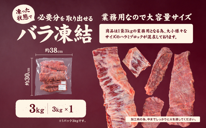 牛ハラミ ブロック 3kg タンブリング加工 牛ハラミ はらみ 牛肉 肉 個包装 冷凍 焼肉 焼き肉 BBQ バーベキュー ステーキ 丼物 簡単調理 炒め物 家庭用 業務用 人気 お取り寄せ 愛媛県 