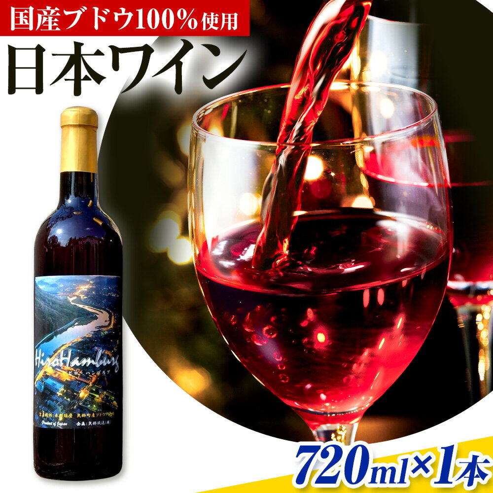 【ふるさと納税】酒 日本ワイン 720ml 1本 矢掛放送 岡山県矢掛町《30日以内に出荷予定(土日祝除く)》 酒 ワイン 国産 ヒロハンブルグ 赤ワイン 国産 ブドウ 100％