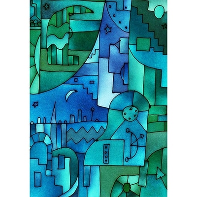 ＼京都・綾部の癒やし系作家/【絵画】　ピアノ弾きの夜　額装サイズ526mmx412mm【1090814】