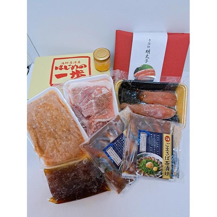 
贅沢！博多名物ごちそうセット！(ごまさば茶漬け・自家製明太子・博多ちゃんこ風一歩鍋・自家製ゆず胡椒付き)
