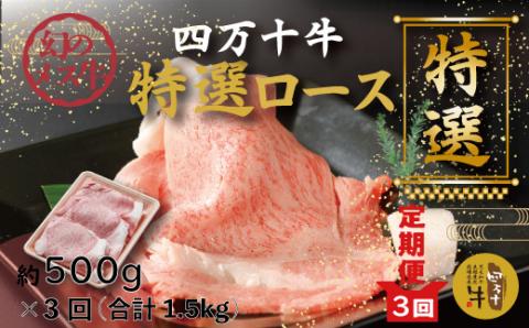 【3回定期便】幻のメス牛 四万十牛特選ローススライス（すき焼き・しゃぶしゃぶ用）約500ｇ×3回（合計1.5kg）R6-728