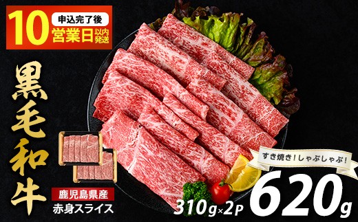 
【10営業日以内に発送】鹿児島県産黒毛和牛赤身スライス620g(310g×2P)(水迫畜産/010-1689) 肉 牛肉 牛 黒毛和牛 和牛 国産 鹿児島県産 鹿児島産 モモ ウデ ロース 肩ロース モモ肉 ウデ肉 指宿 いぶすき すき焼き しゃぶしゃぶ すきやき 小分け
