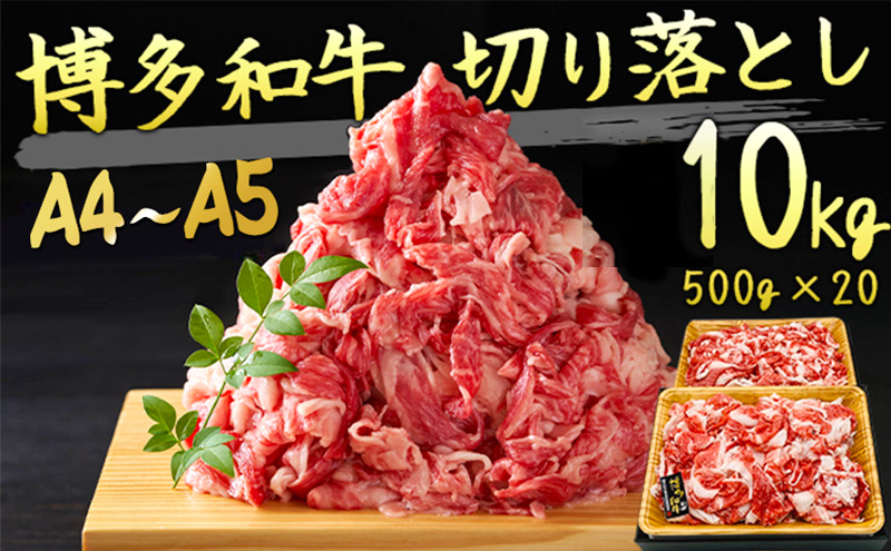 限定 牛肉 博多和牛 A4～A5 切落とし 合計10kg（500g×20p）肩ロース 赤身 バラ カルビ 配送不可：離島 牛肉炒め物 お肉 バラ(カルビ)