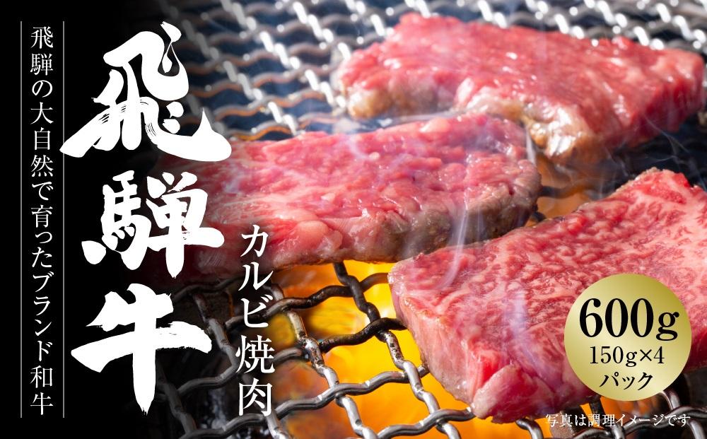 飛騨牛 カルビ焼肉 600g（150g×4パック） 冷凍真空パック | 肉 お肉 焼肉 焼き肉 やきにく 黒毛和牛 和牛 個包装 小分け 人気 おすすめ 牛肉 ギフト お取り寄せ 7日以内お届け【飛騨高山ミートMZ005】