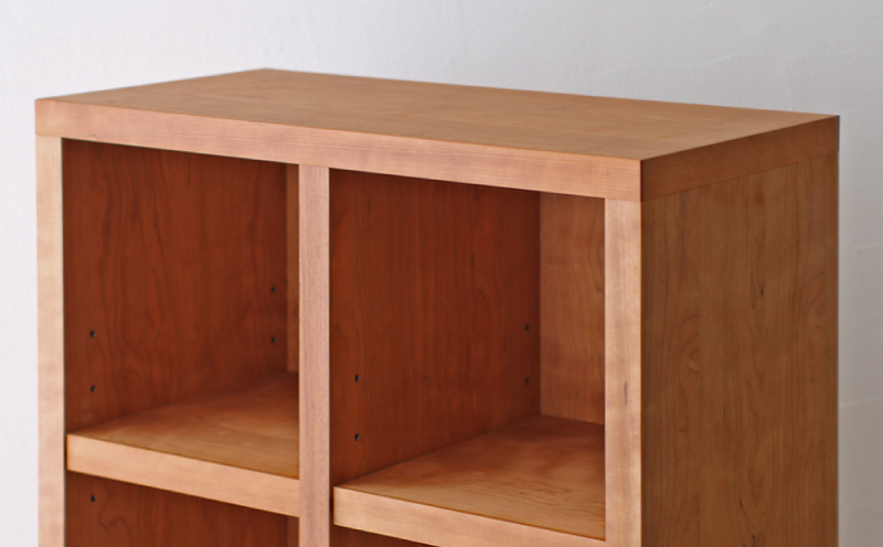 オープンラック 木製 ブラックチェリー材 幅76 奥行38 高さ148 収納 木製 棚 無垢材 ラック 見せる収納 棚 秋山木工 秋山木工株式会社 家具 インテリア シンプル おしゃれ 国産 静岡県 