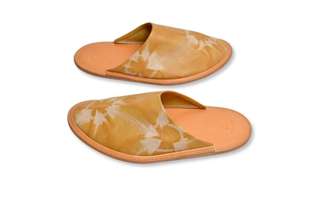 信州鹿革：杏染革ルームスリッパ（L）｜ レザー ルームスリッパ  千曲市 長野県産 信州