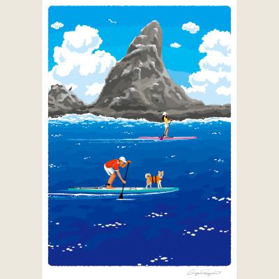 ふるさと納税 茅ヶ崎市 湘南・茅ヶ崎で描く、海を感じるイラストアート『ジークレーアートフレーム　SL-17』(小:八つ切) |  | 02