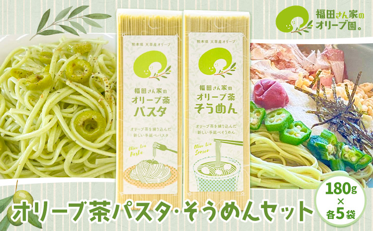 オリーブ 茶 パスタ そうめん 10袋 セット 福田さん家のオリーブ園。《30日以内に出荷予定(土日祝除く)》熊本県 苓北町 手延べ 麺 麺類 乾麺 素麺 乳酸菌 天草 送料無料---reihoku_